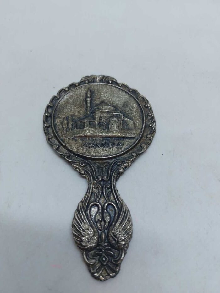 Vintage επάργυρος καθρέφτης χειρός σκαλιστός Ιωάννινα 13x7cm - Image 5