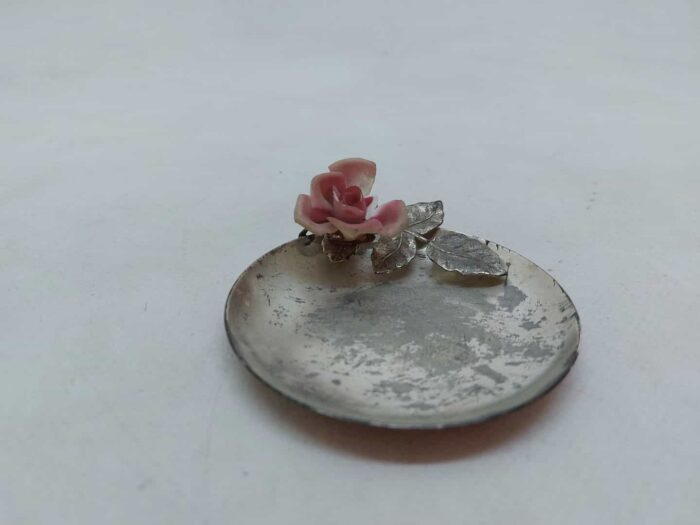 Vintage διακοσμητικό πιατάκι με λουλούδι 3x8,5cm