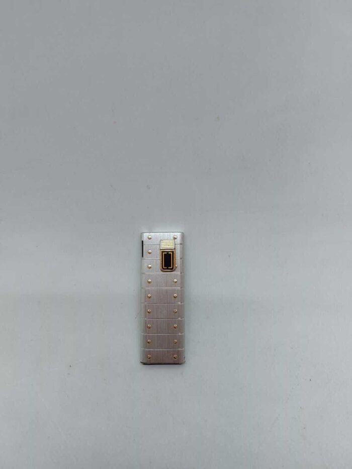 Vintage ασημί αναπτήρας GS King με χρυσές λεπτομέρειες 7,5x2,5cm