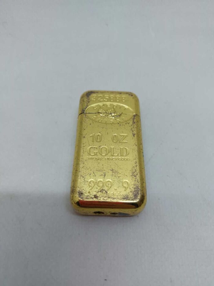 Vintage αναπτήρας σε χρυσό χρώμα Credit Suisse 6,5x3cm