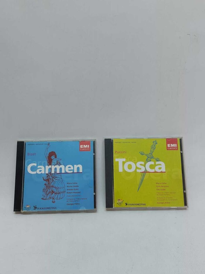2 CD- Bizet "Carmen", Puccini "Tosca". Με ελάττωμα στην θήκη του Bizet