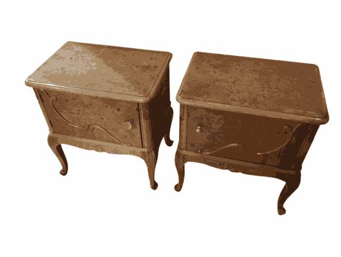 Σετ 2 vintage ξύλινα κομοδίνα 58x52x36 με σκαλιστά πόδια - Image 2