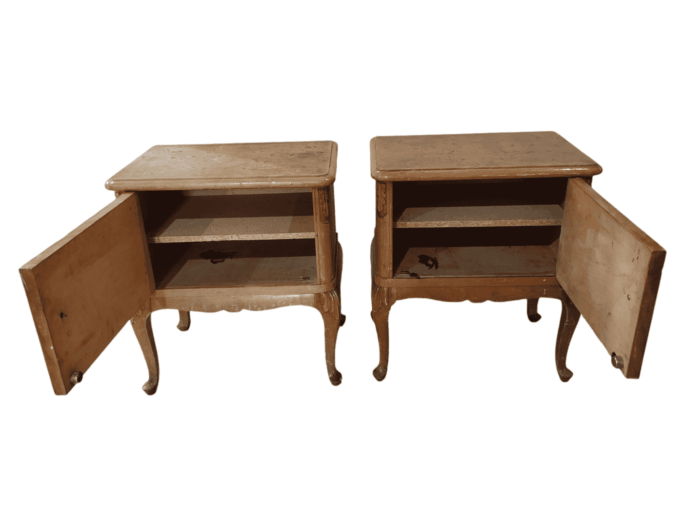 Σετ 2 vintage ξύλινα κομοδίνα 58x52x36 με σκαλιστά πόδια - Image 3