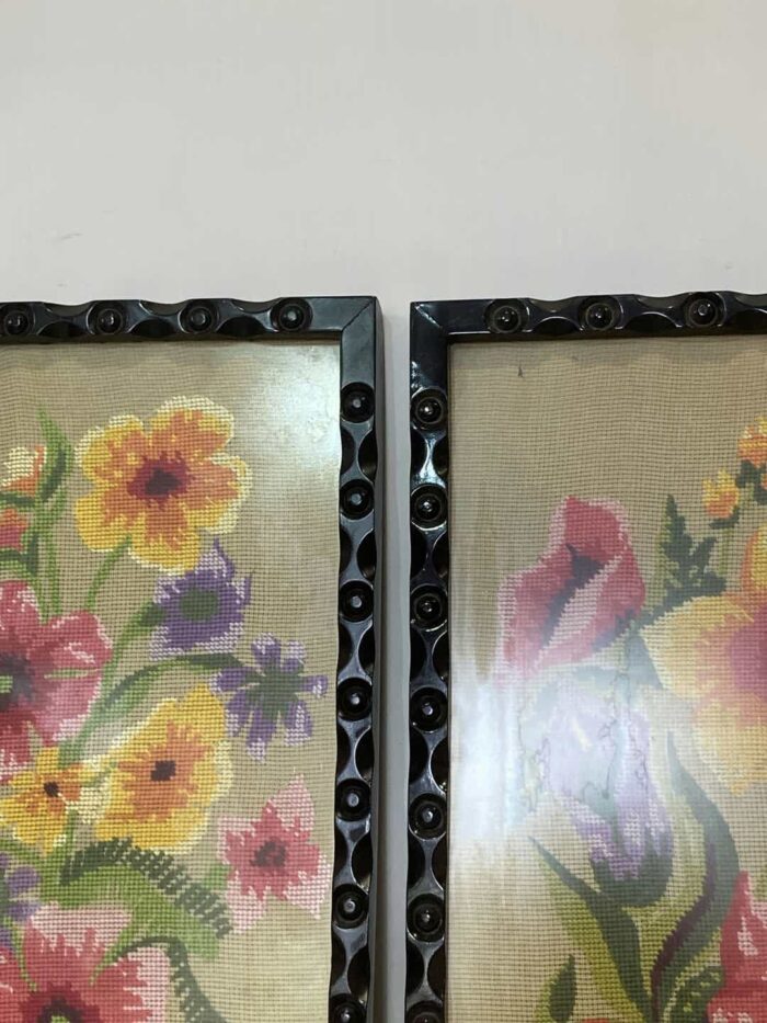 Σετ 2 vintage κεντητά κάδρα με απεικόνιση λουλουδιών 52x29 - Image 2