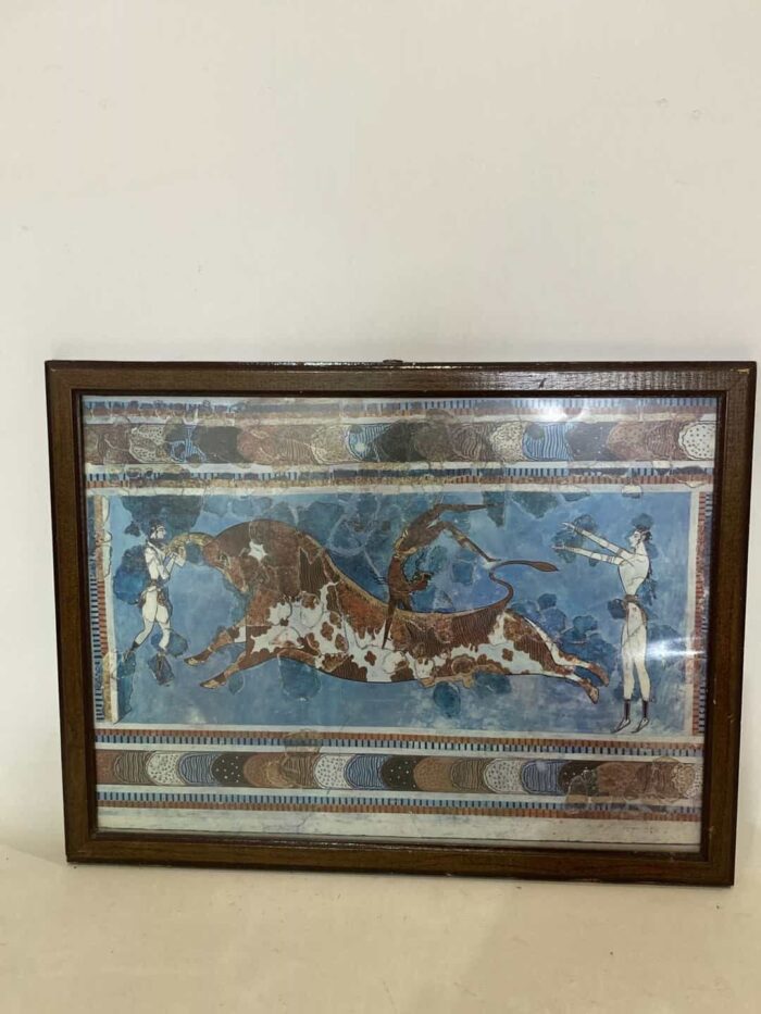 Vintage κάδρο τοίχου (εκτύπωση), με απεικόνιση Μινωικού Πολιτισμού 33x43