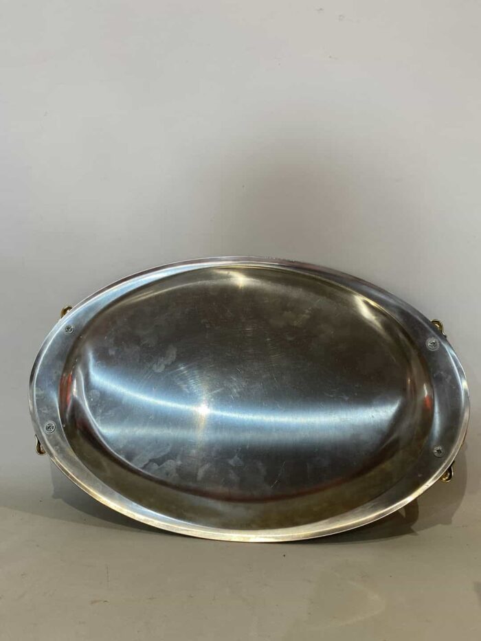 Vintage inox δίσκος σερβιρίσματος με λαβές 27x40 - Image 2