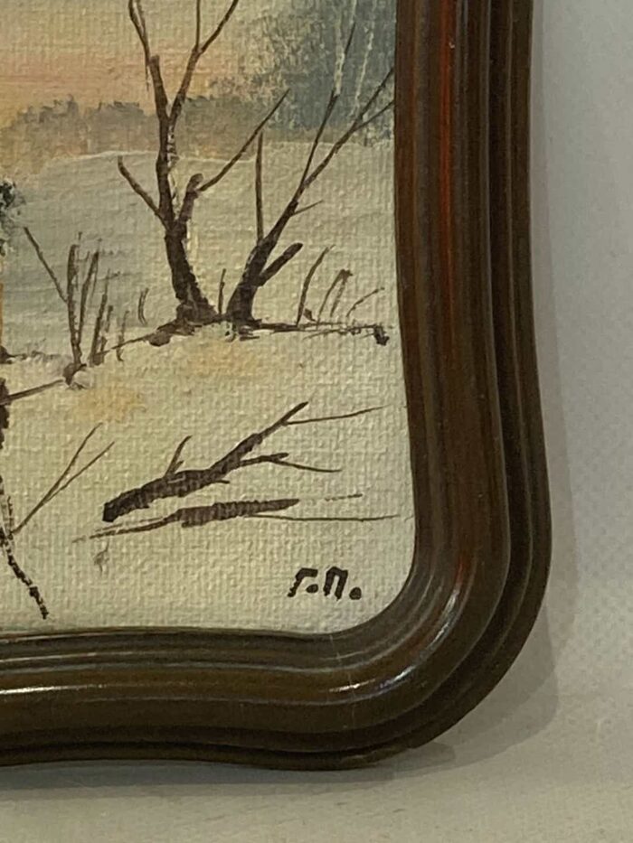 Vintage κάδρο τοίχου με ξύλινη κορνίζα , ζωγραφισμένο στο χέρι 18x13 - Image 3