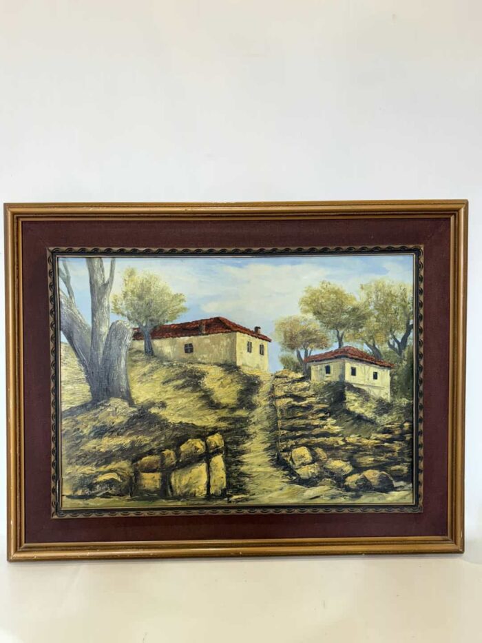 Vintage κάδρο τοίχου , ζωγραφισμένο στο χέρι με υπογραφή καλλιτέχνη 71x91