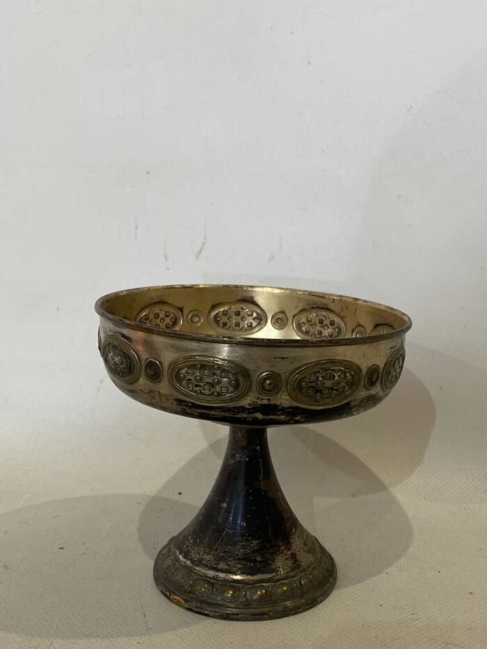 Vintage ποτήρι παλιάς εποχής με σκαλιστά σχέδια 12x13