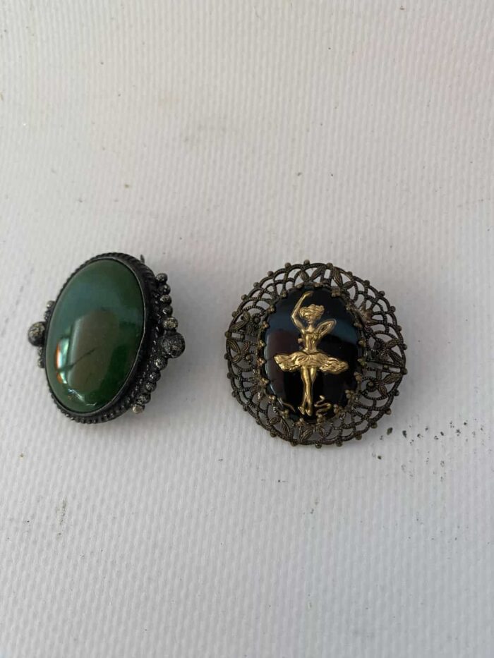Vintage σετ 2 ασημένιες καρφίτσες