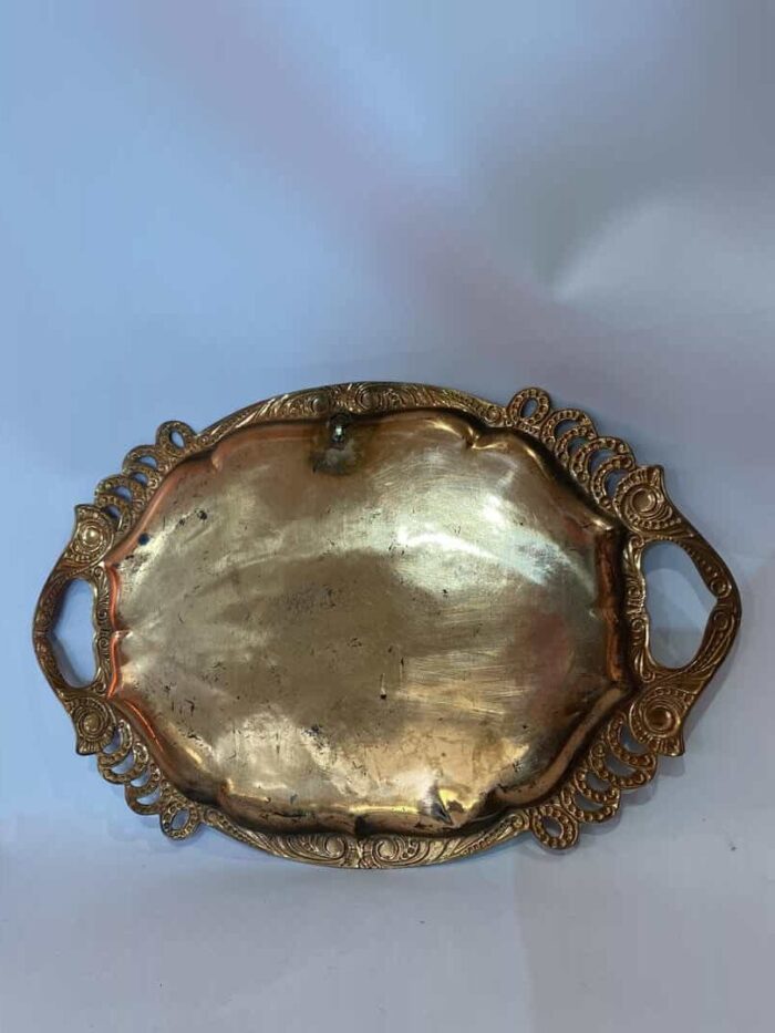 Vintage διακοσμητικός χάλκινος δίσκος 48x31 με οξειδώσεις - Image 4