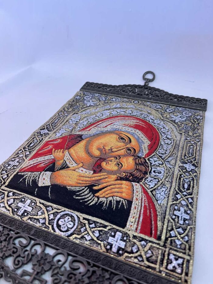 Εκκλησιαστική κρεμαστή μεταξοτυπία , Παναγία Γλυκοφιλούσα 35x20 - Image 2